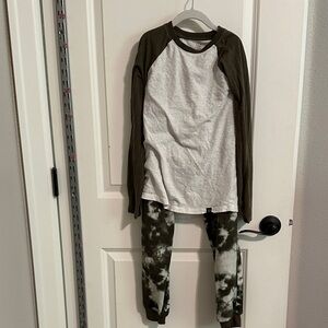 Green and White pajama set